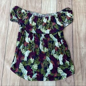 Kismet Off Shoulder Tropical Top EUC!